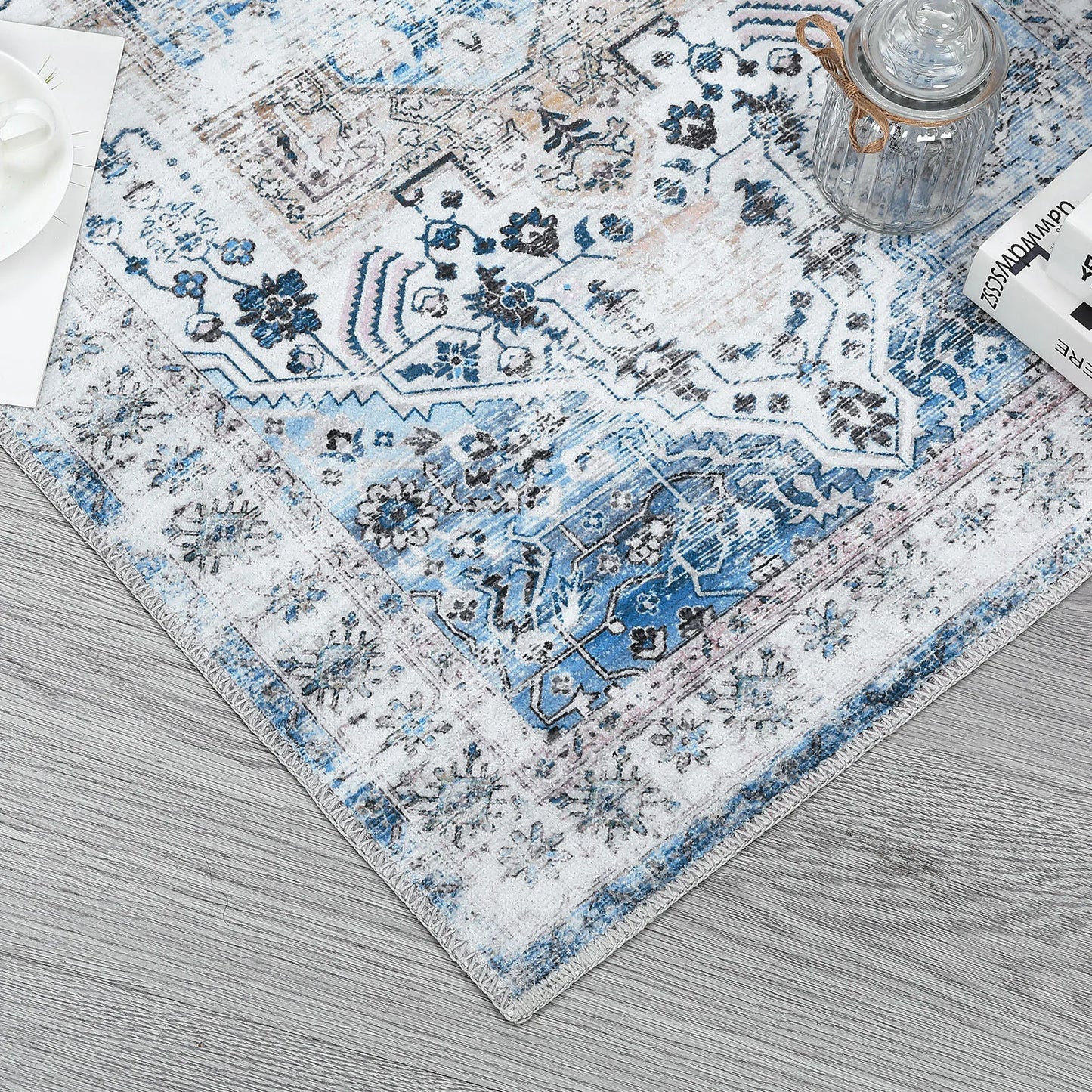 HiMISSCN Vintage Area Rug Indoor Non Slip Washable Carpet