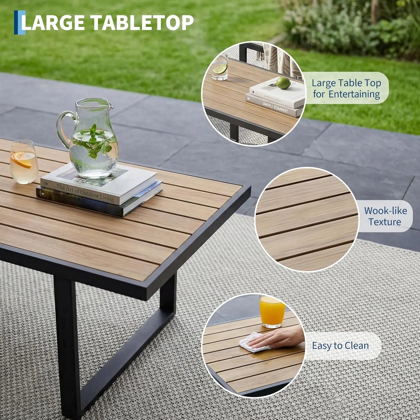 Aluminum 4-Piece Patio Conversation Set With Coffee Table Sponge Cushions