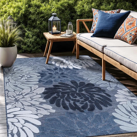 XMSJ Floral Indoor Outdoor Rug for Living Room and Patio