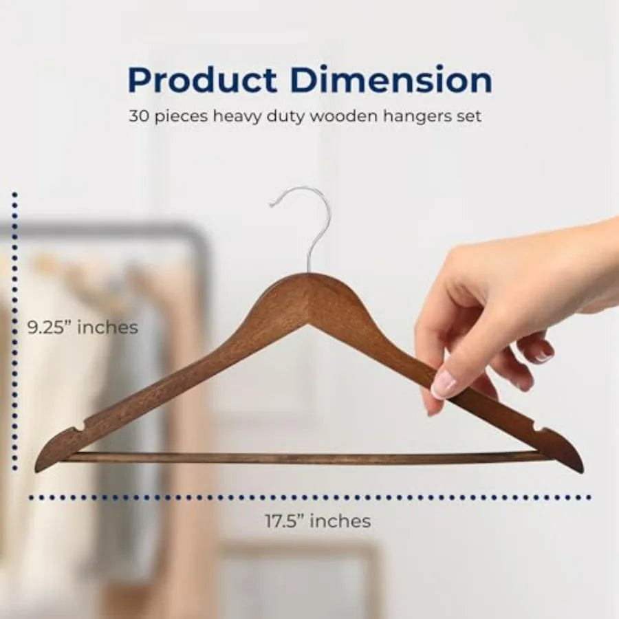 Hign Concerned Wooden Clothes Hangers 30 Pack Heavy Duty