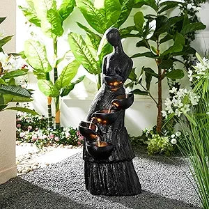 Glitzhome Peacock Water Fountain Statue With LED Light