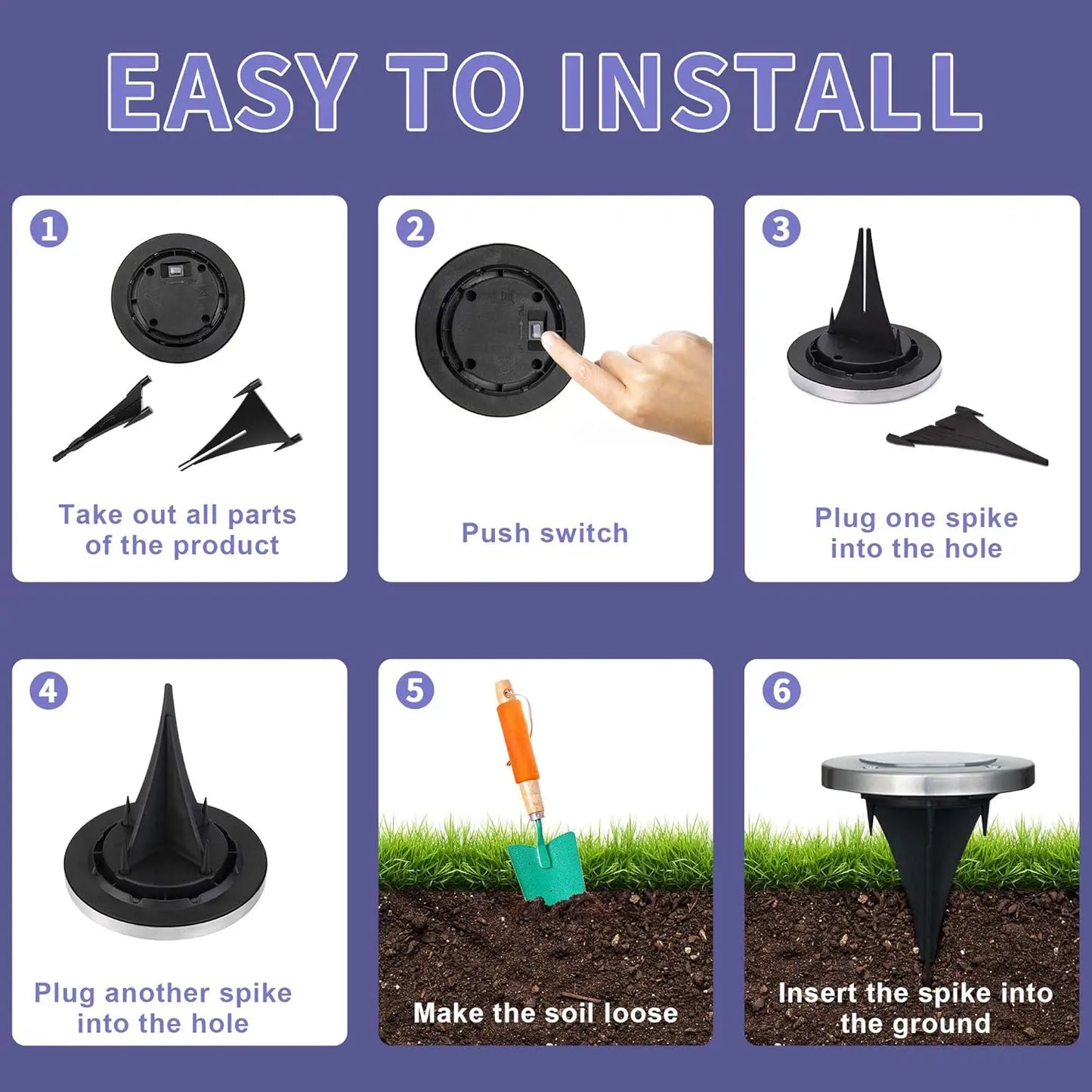 KPSTEK Solar Lights Outdoor 8 LED Landscape Pathway Garden