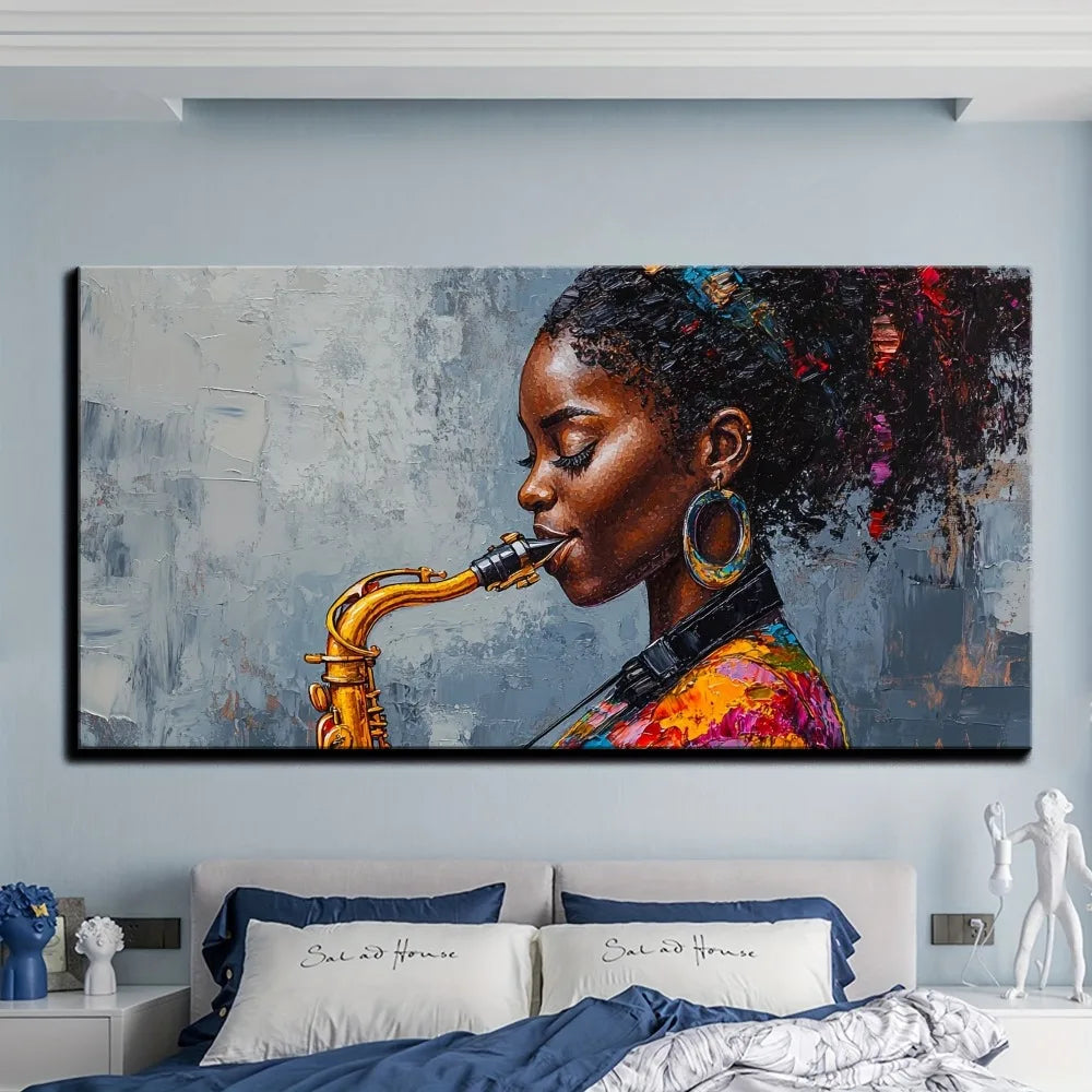 Hign Concerned Saxophonist Canvas Wall Art Jazz Painting