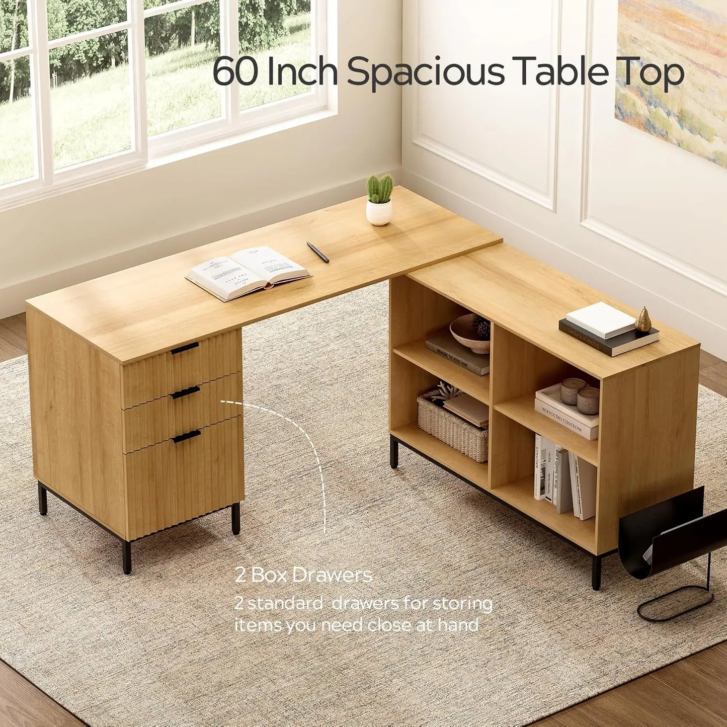 Hign-concerned Fluted Executive Desk With File Drawer