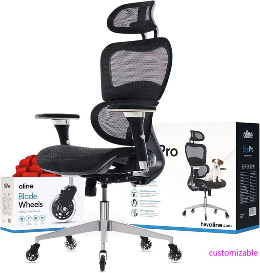 Ergonomic Office Chair With 4D Armrests and 3D Lumbar Support