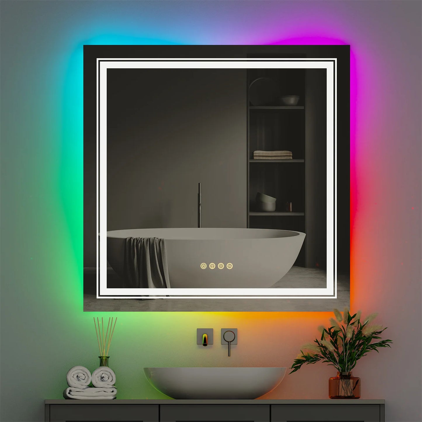Wisfor LED Vanity Mirror RGB Backlit Dimmable Anti Fog