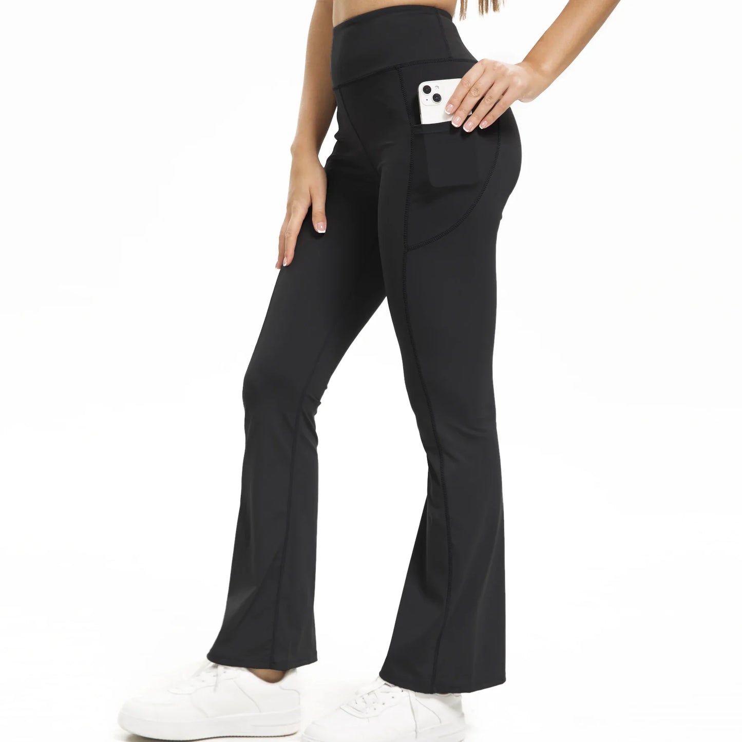 Three Pack Bootcut Yoga Pants With Pockets Women Stretchy Breathable