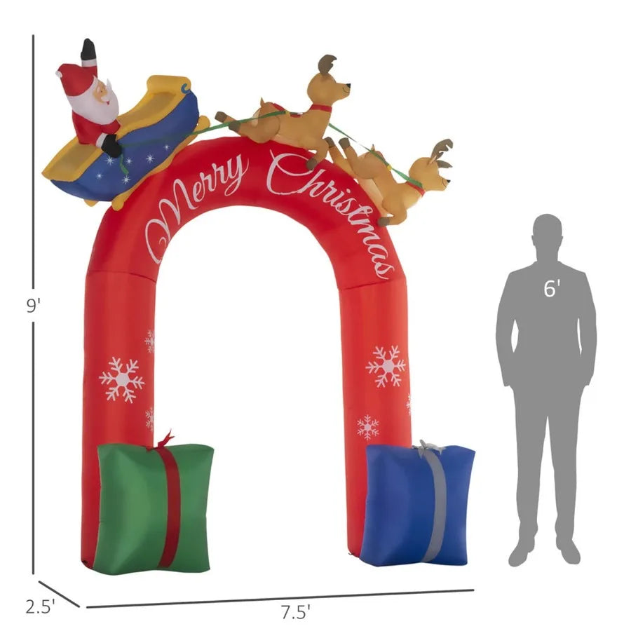 Hign-concerned Santa Sled Arch Outdoor LED Inflatable