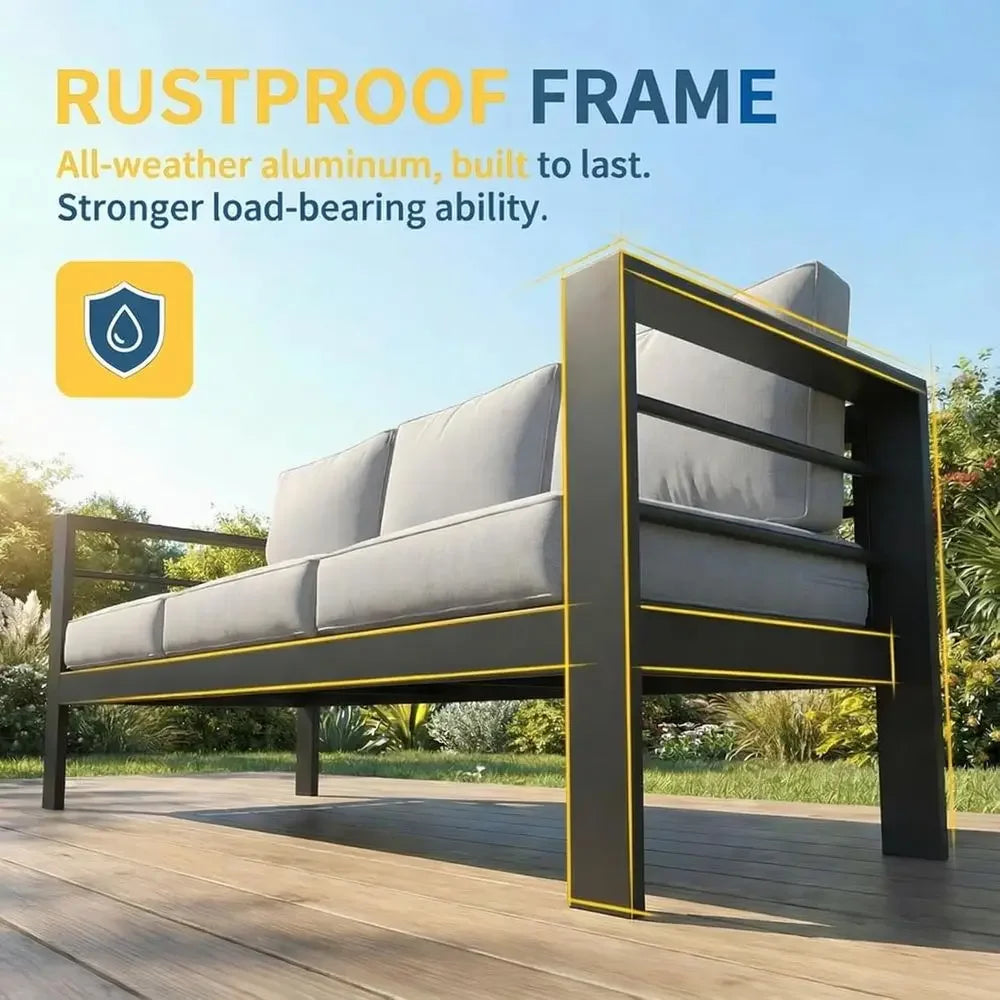 Weather Resistant Oversized Metal Patio Furniture Set With Deep Seating