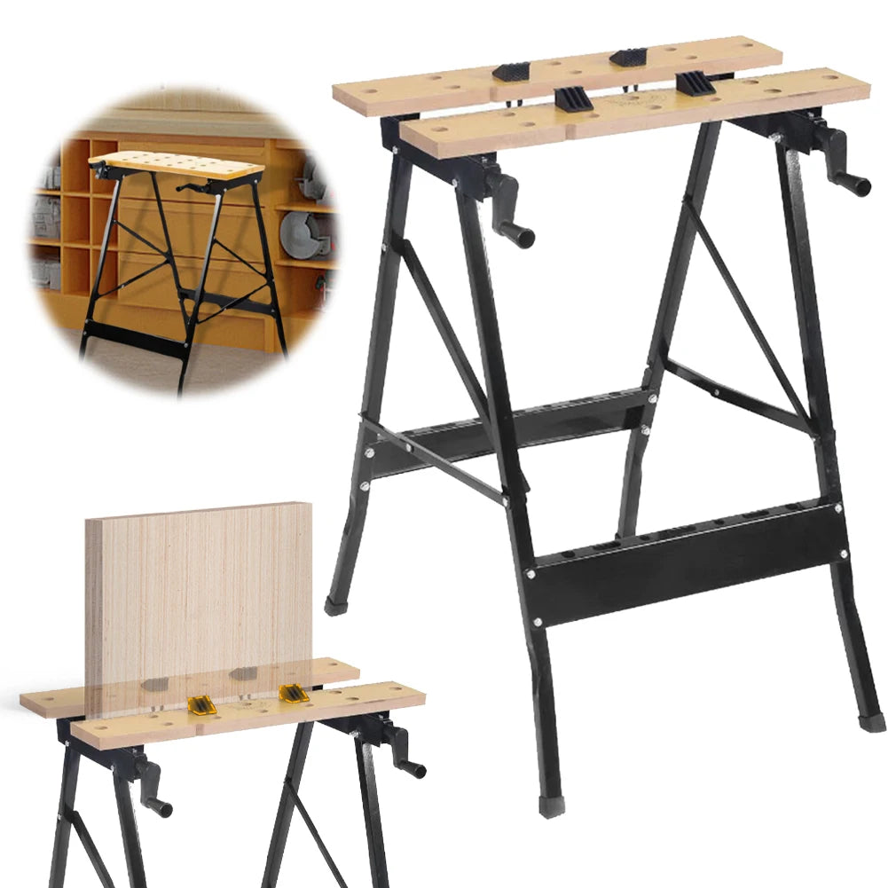 Folding Sawhorse Workbench With Measuring Ruler And Protractor