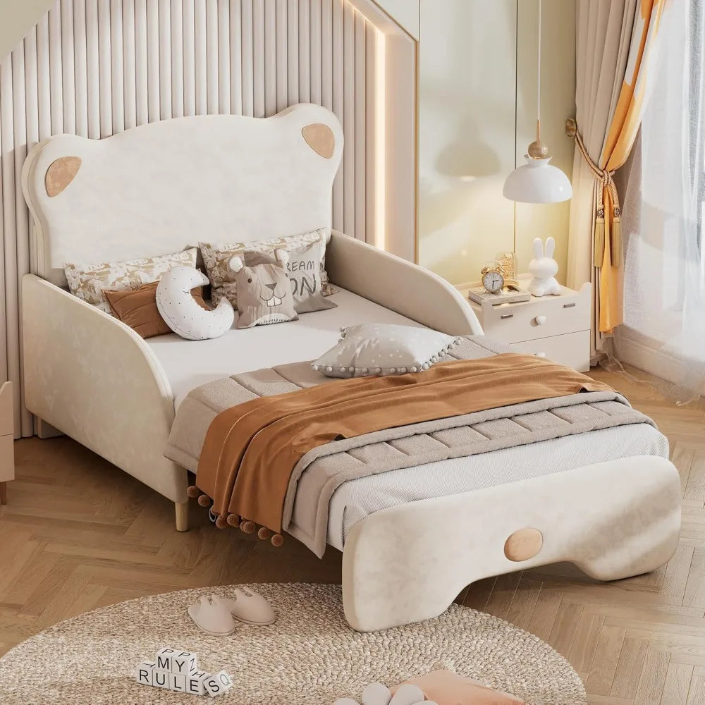 EAJNFAJK Extendable Daybed Sofa Bed With Bear Headboard