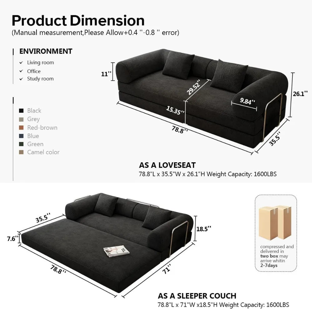 Modular Sofa Bed Four In One Corduroy High Density Foam