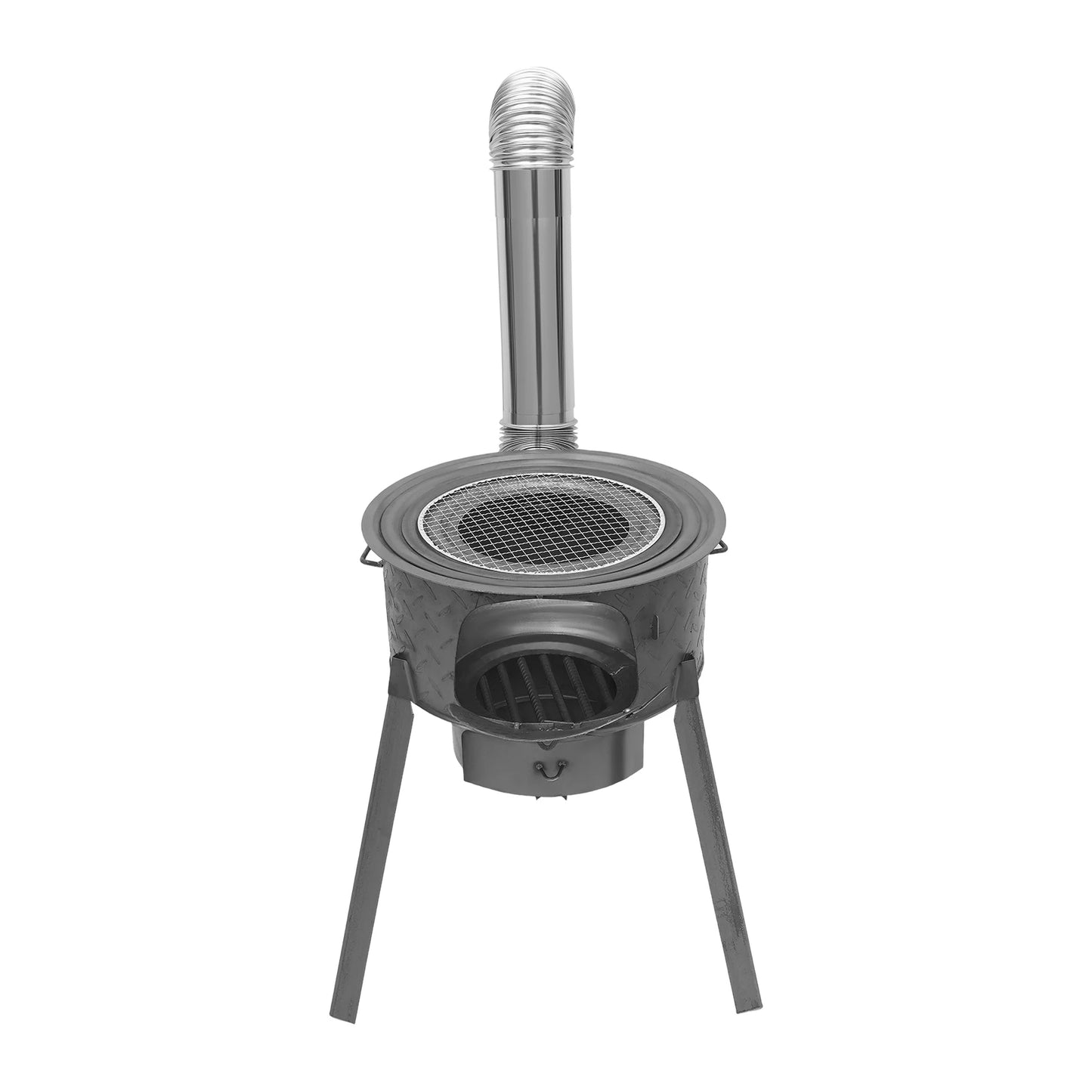 Portable Wood Burning Stove With Three Wok Rings For Outdoor Cooking