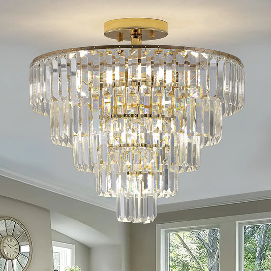 ARLGSITE Luxury Crystal Flush Mount Chandelier Light