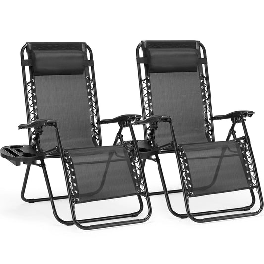 JHK Zero Gravity Portable Recliner Set Lounge Chairs