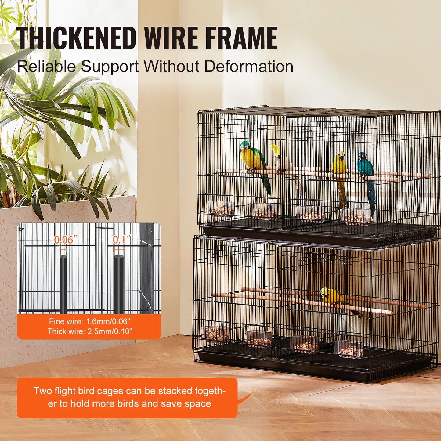 SucceBuy Flight Bird Cage Travel Stackable Divided Cage With Handle