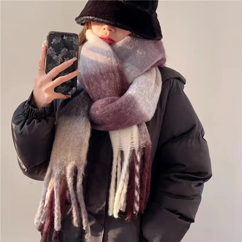 SENAIFEICN Winter Thick Warm Scarf Women Polyester Shawl
