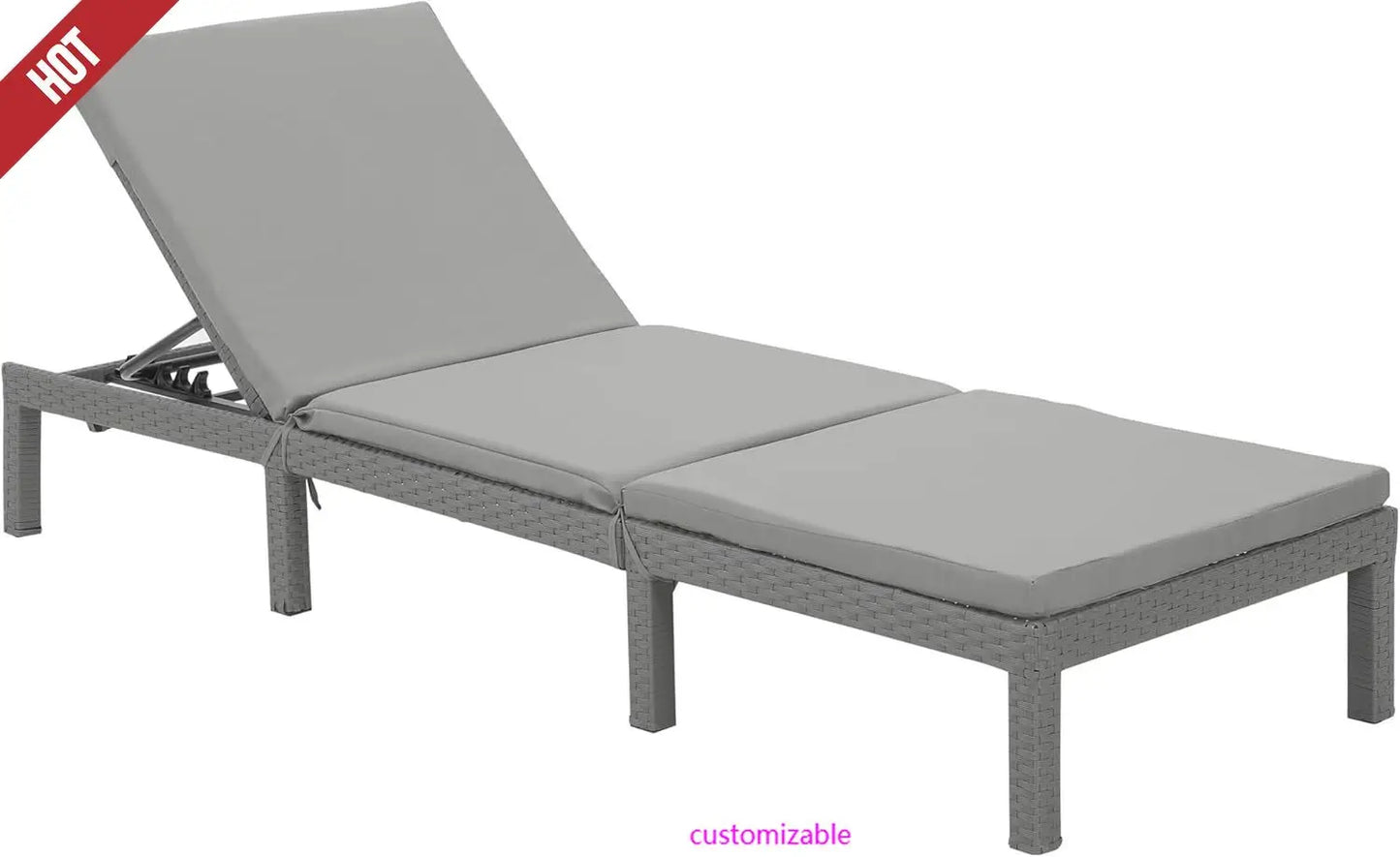 XMSJ Outdoor Chaise Lounge Chair With 5 Adjustable Backrest