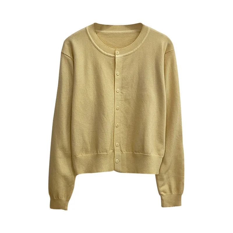YIYUEQIANLI Women Cardigan O Neck Button Down Knit Sweater