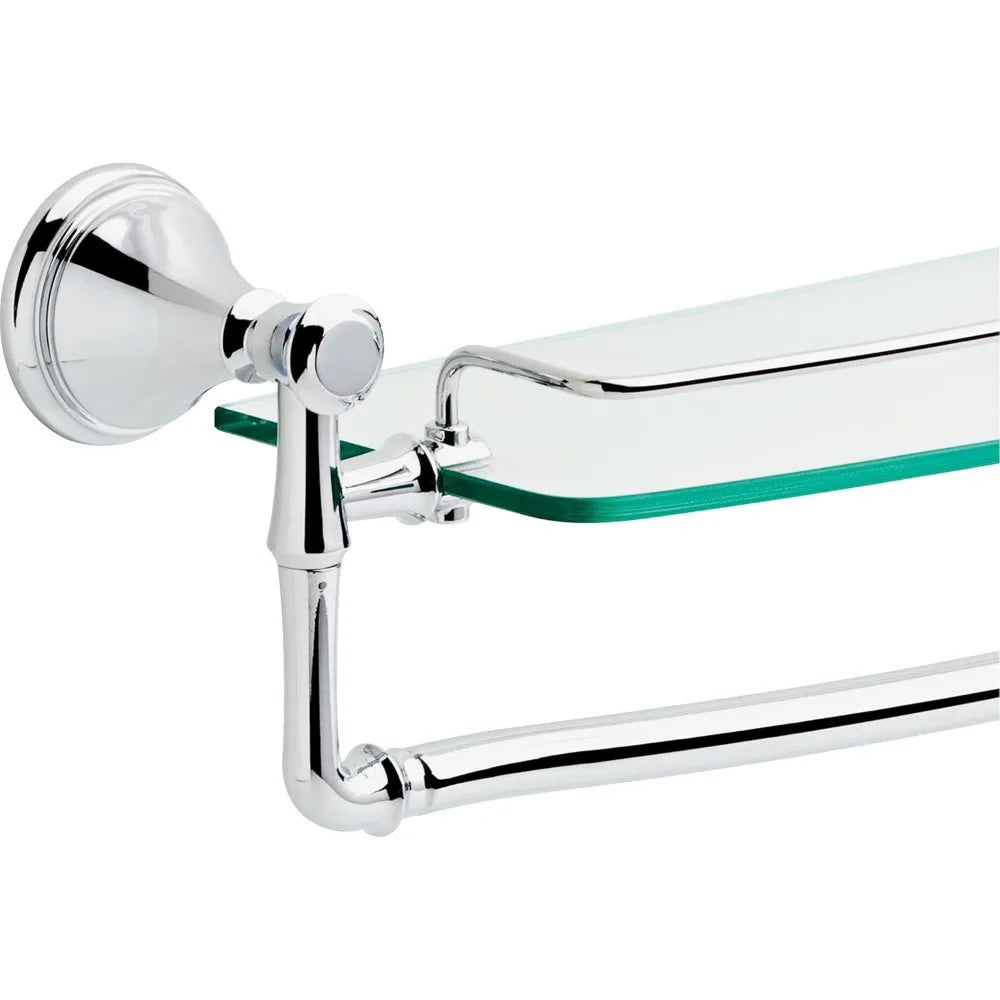 Delta Cassidy Glass Bathroom Shelf Towel Bar Wall Mount