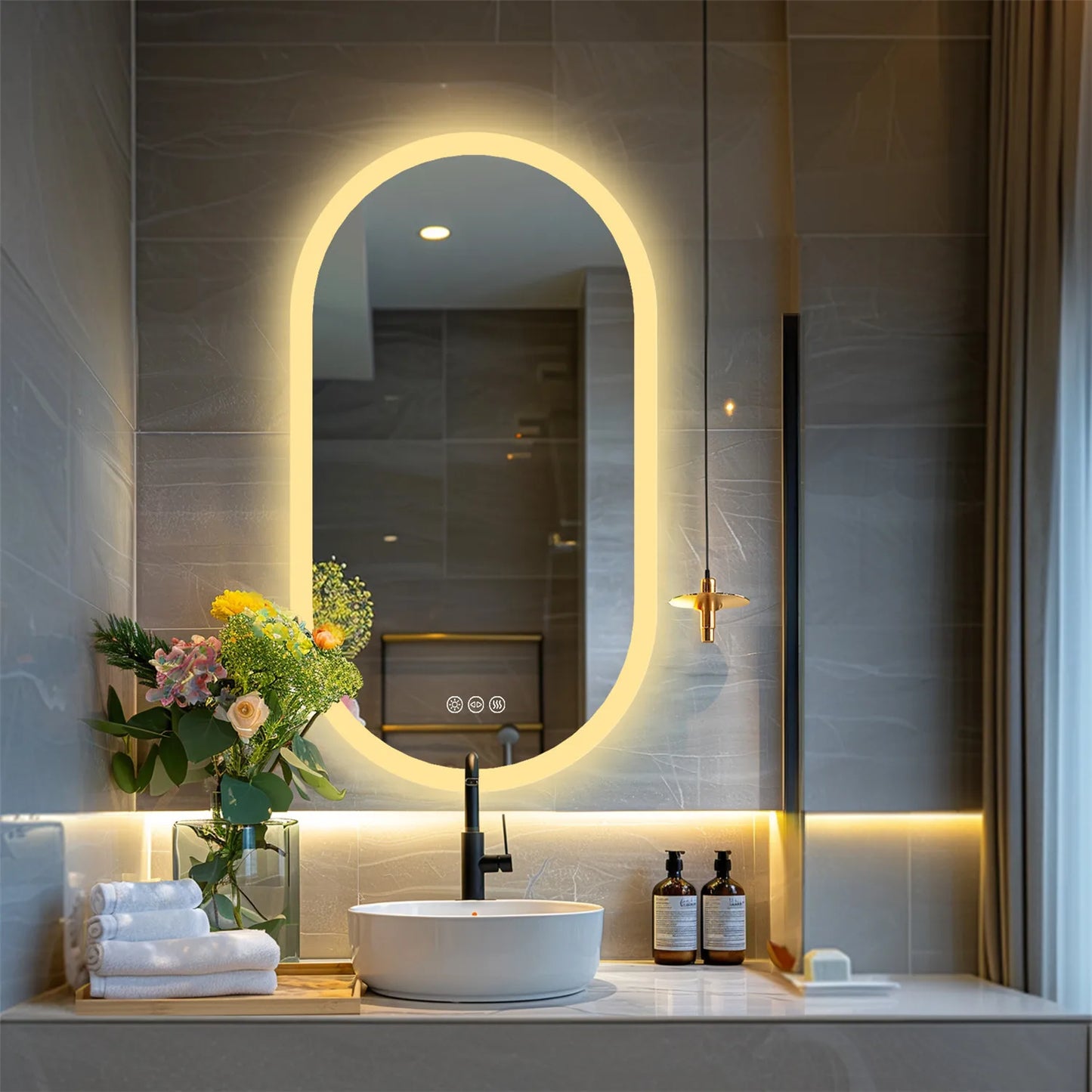 Wisfor Backlit Smart LED Bathroom Mirror Dimmable Anti Fog