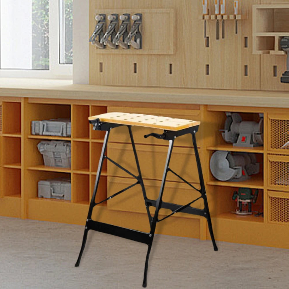 Folding Sawhorse Workbench With Measuring Ruler And Protractor