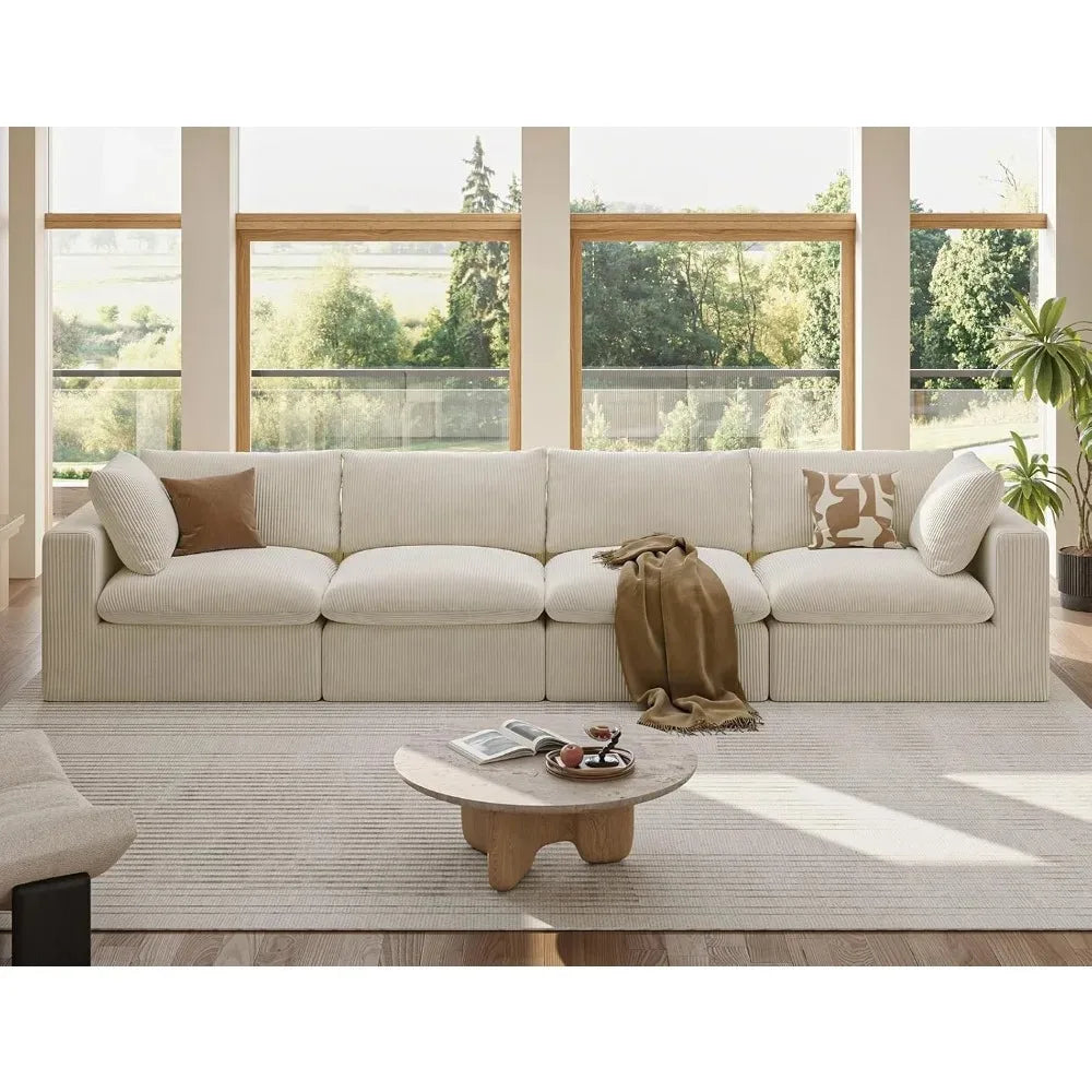 HUANZHUANG Cloud Sectional Sofa Four Seat L Shape No Assembly