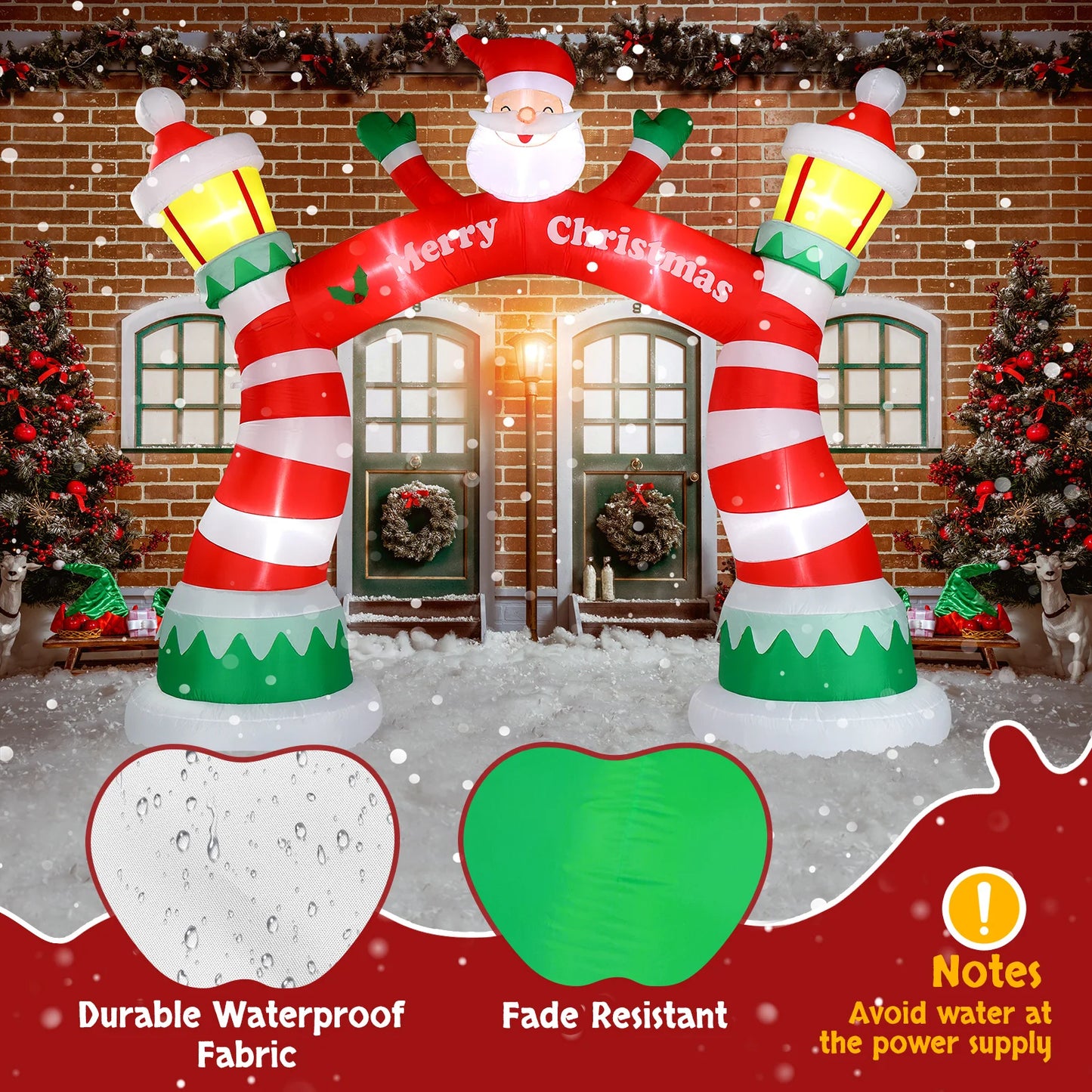 Hign-concerned Chemical Inflatable Santa Arch With LED