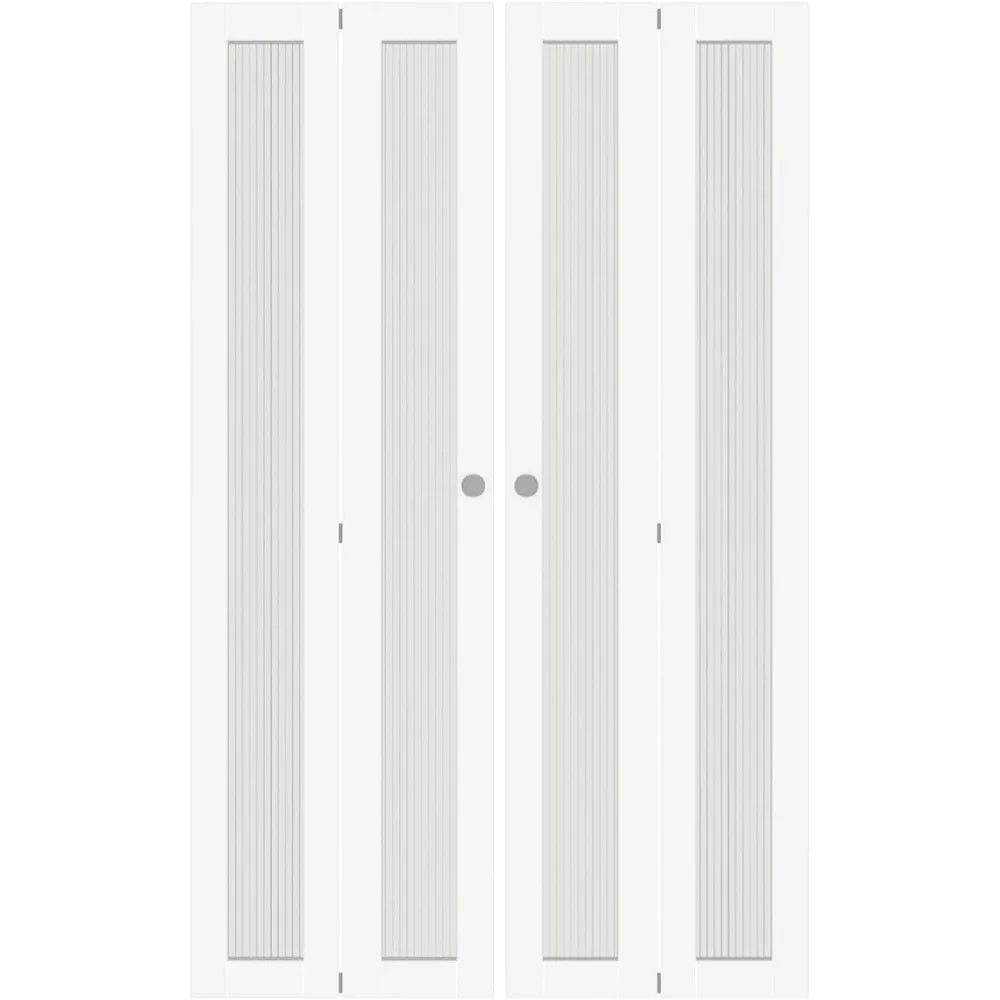 XUYUAN Closet Door Full Lite Reeded Glass Bifold Doors