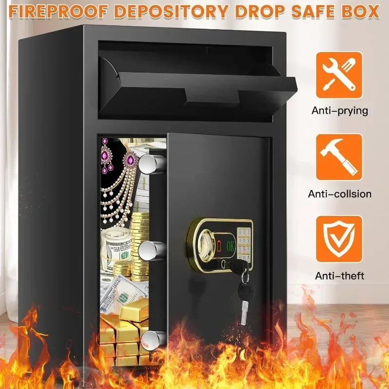 Tiskgg Fireproof Floor Safe Anti Theft Coin Slot Home Office