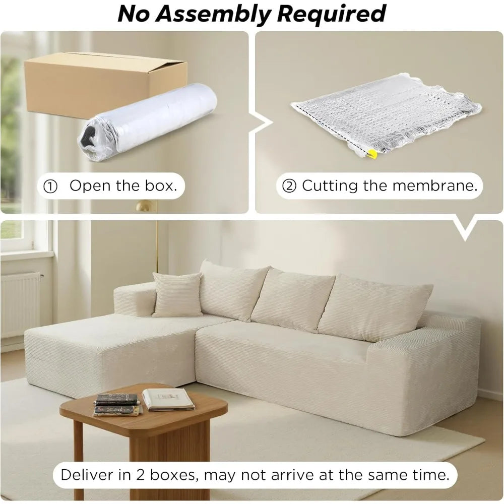 Angduo Cloud Sectional Sofa With L Shaped Chaise Modern Velvet