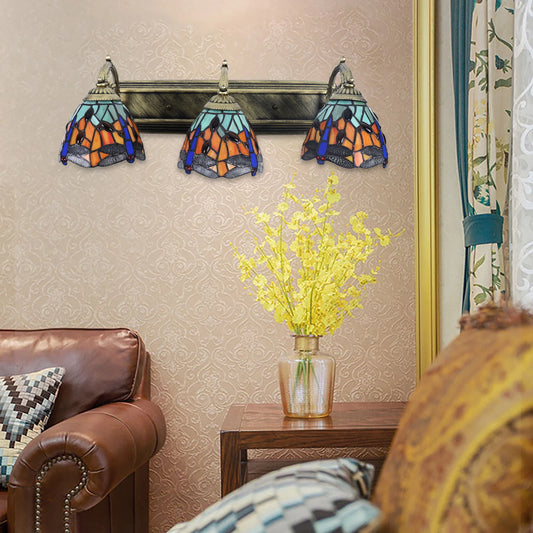 Dragonfly Three Light Wall Lamp With Glass And Metal Design