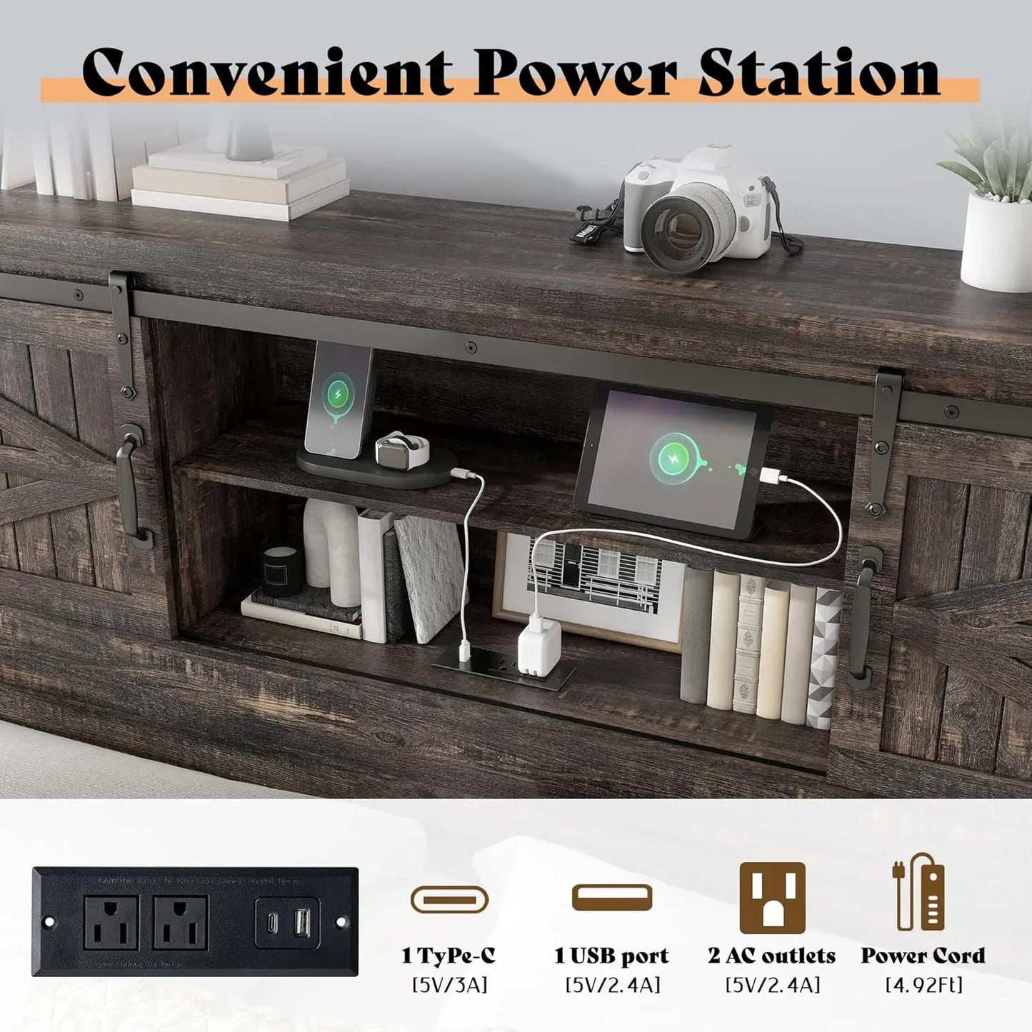Full Storage Bed Frame With Charging Station And Bookcase