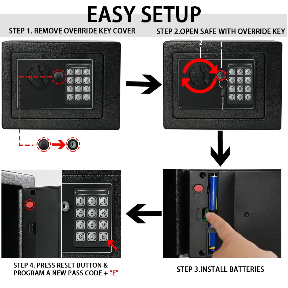 Fireproof Safe With Money Bag Digital Keypad Sensor Light