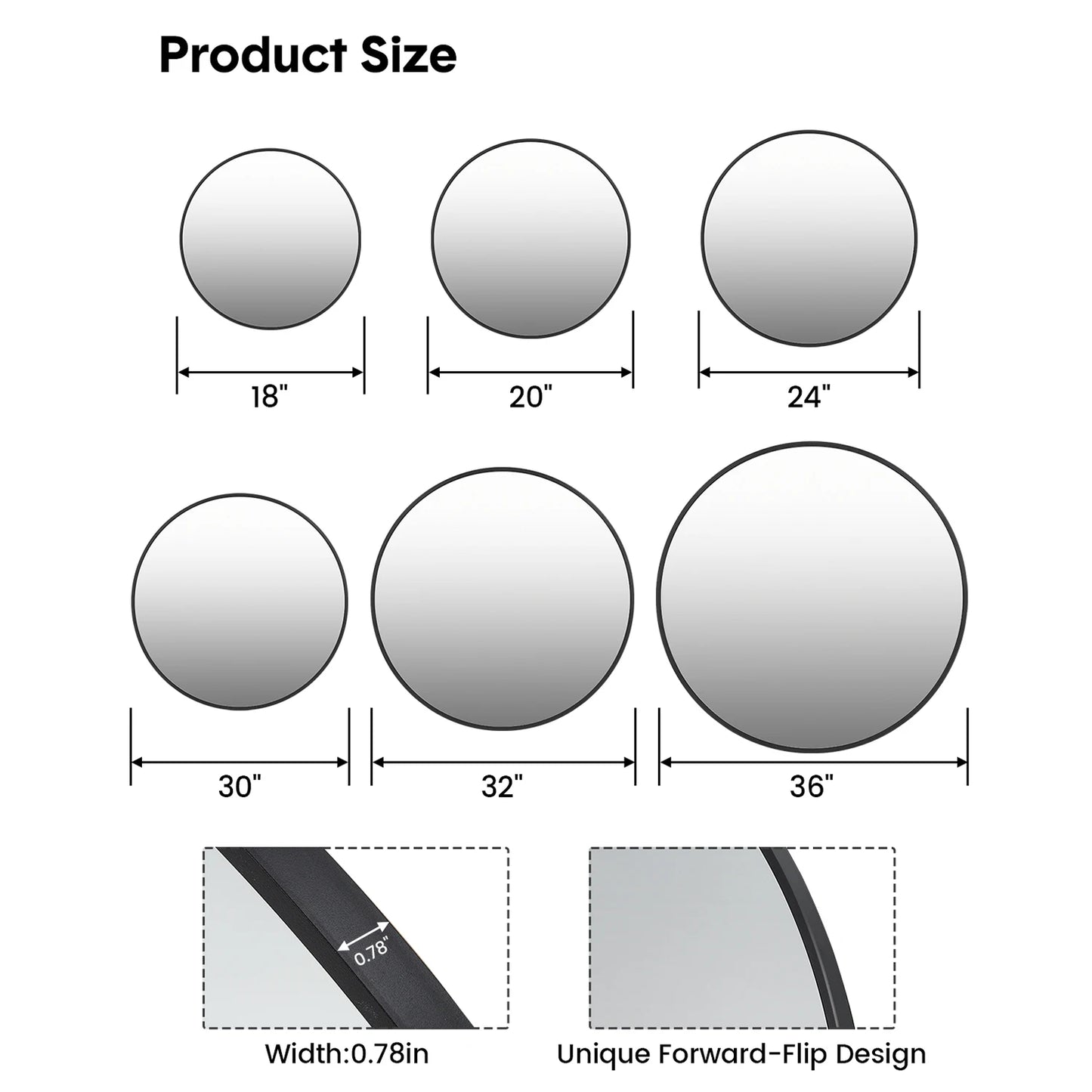 HiMISS Round Wall Mirror With Metal Frame For Bathroom