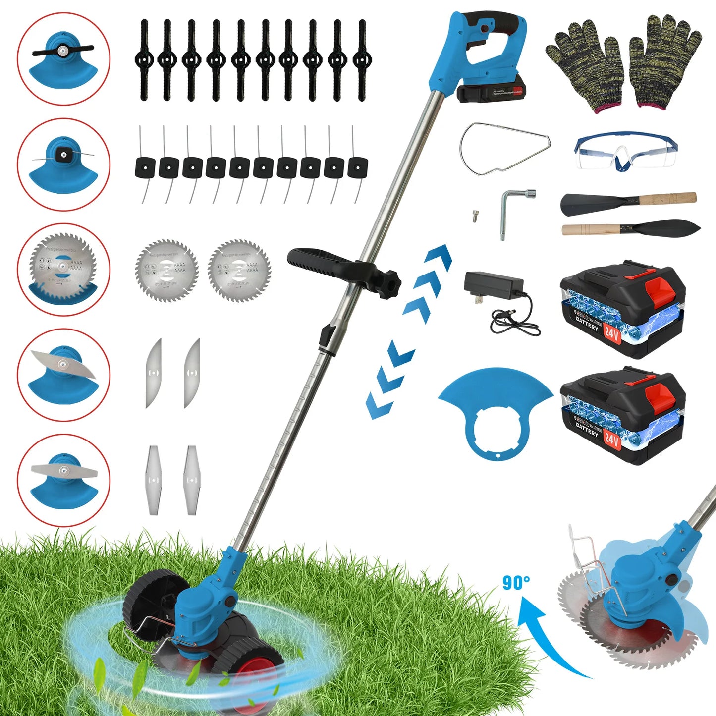 21V Cordless Grass Trimmer 3 In 1 Edger Brush Cutter