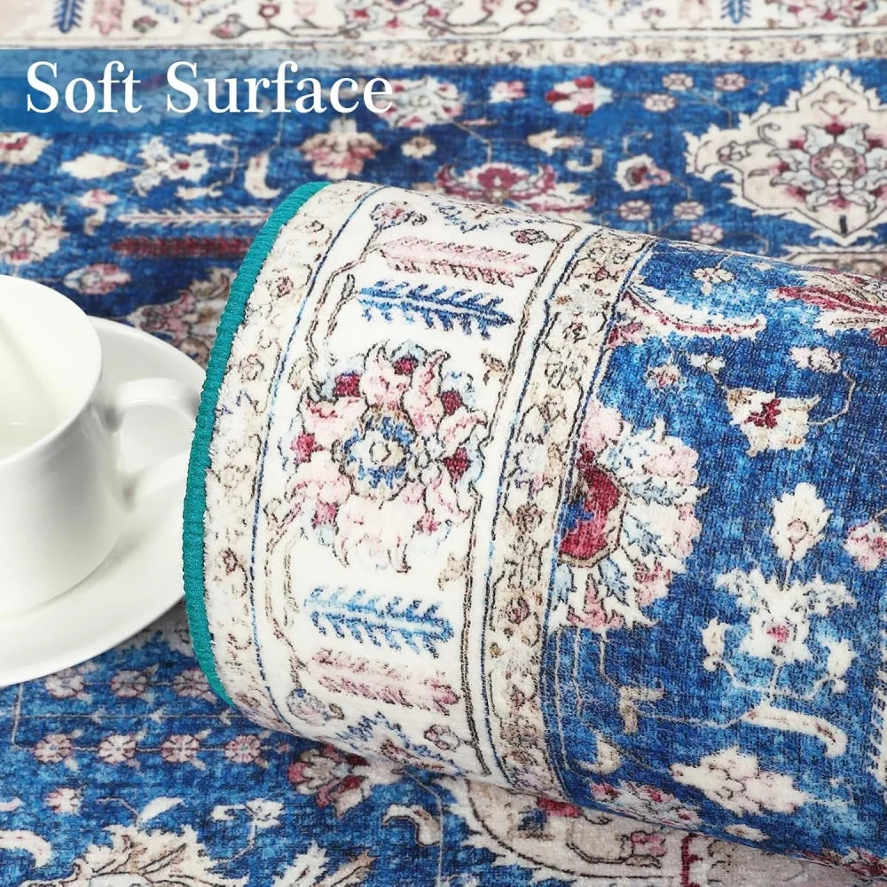 HobbyLane Washable Vintage Area Rug Non Slip Backing