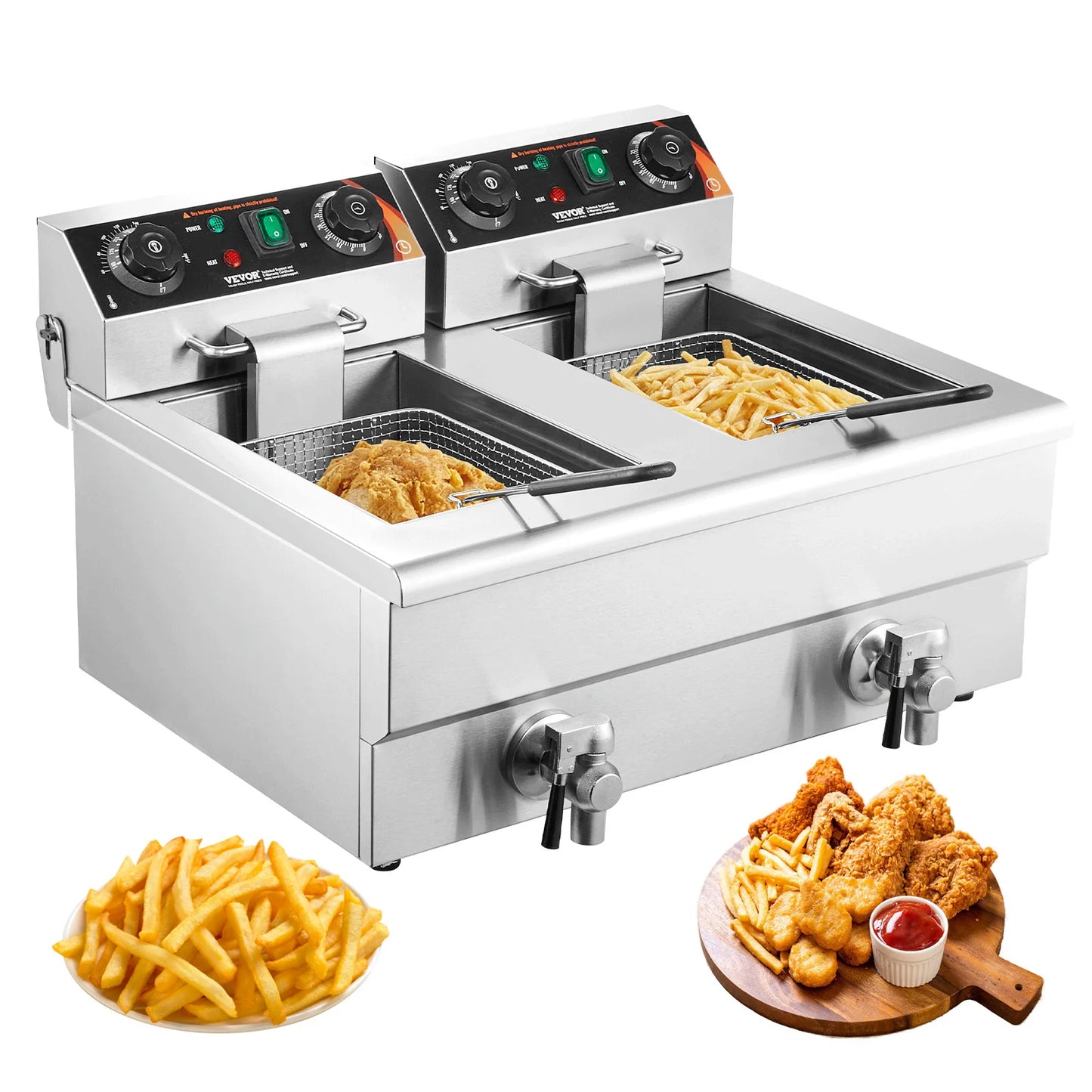 SucceBuy 12L Electric Deep Fryer Dual Removable Tanks