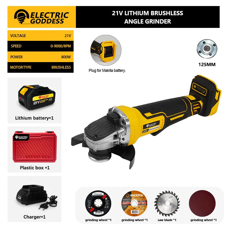 Electric Goddess DCG406 Brushless Cordless Angle Grinder