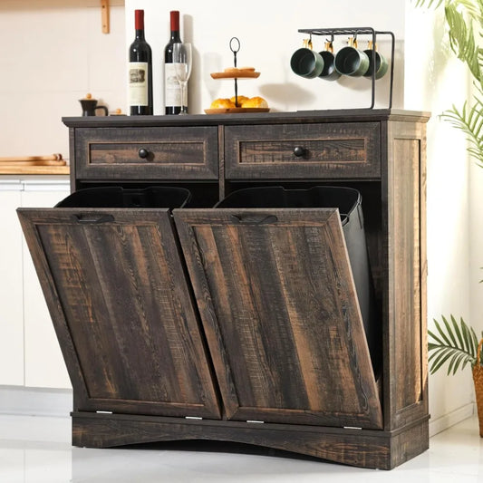 Double Tilt Out Trash Cabinet for Kitchen Waste Bins