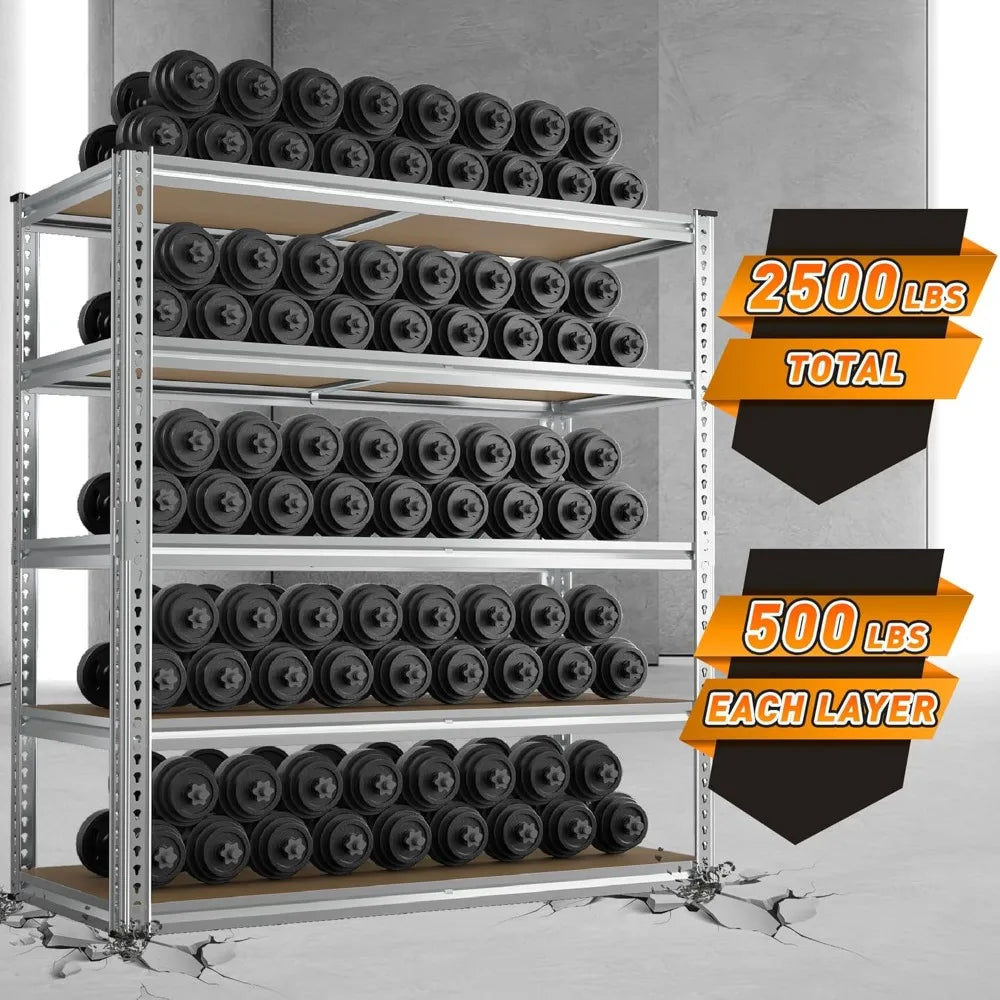 Garage Shelving Unit 5 Tier Steel Storage Rack 2500 Lbs