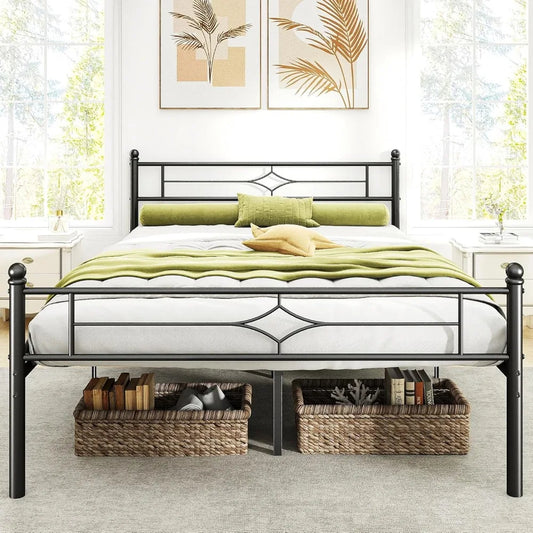 ZHUXIANG Bed Frame With Headboard Footboard No Box Spring