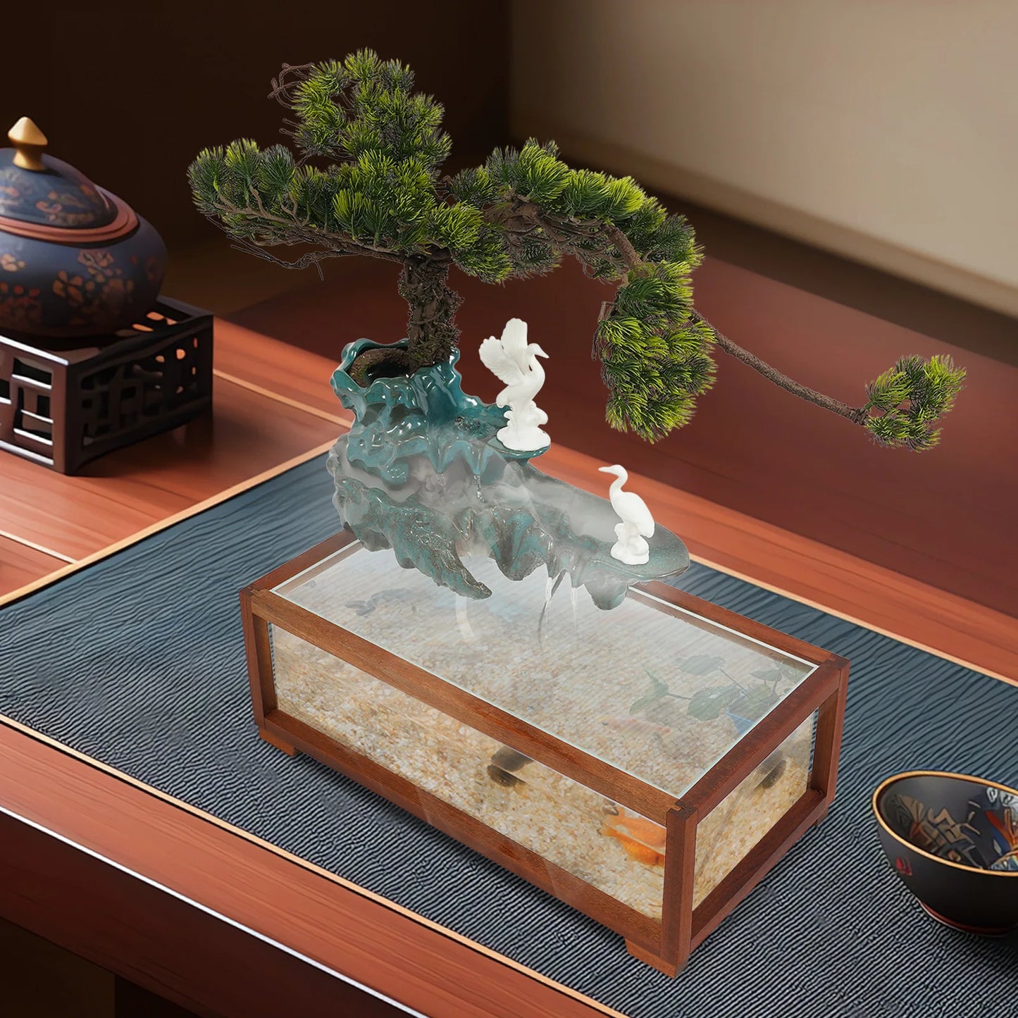 Hign-concerned Led Tabletop Fish Tank Fountain Ornament