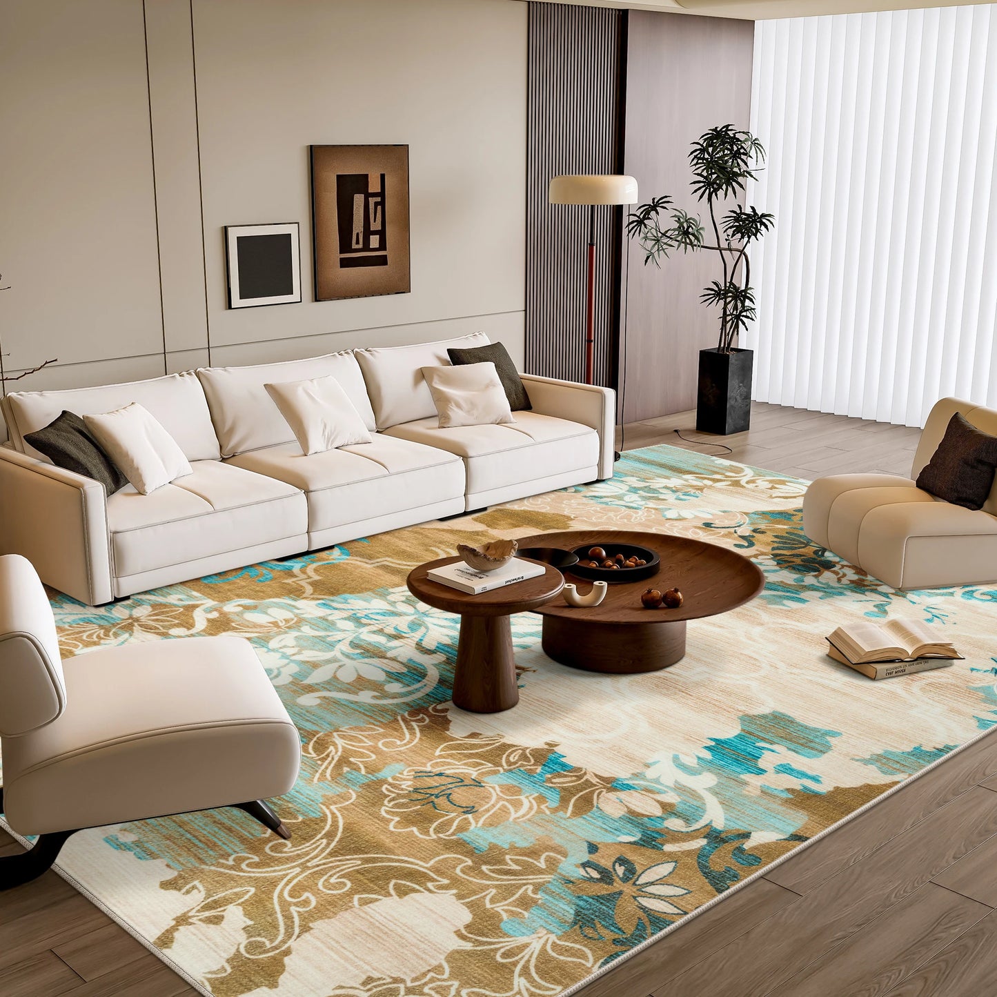 Zhejiang Floral Faux Wool Area Rug For Living Rooms