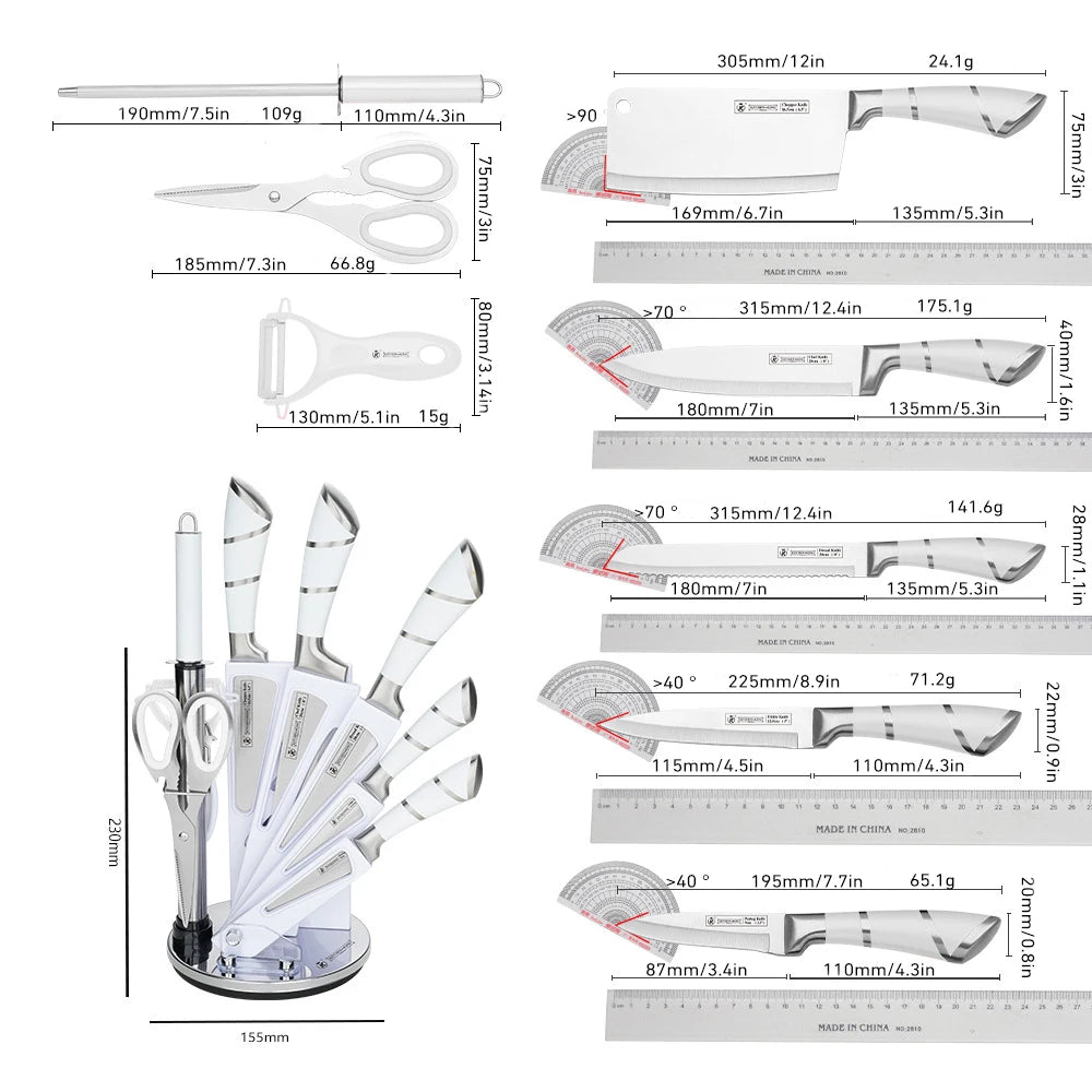 Zeng 9 Piece Kitchen Knife Block Set With Sharpener