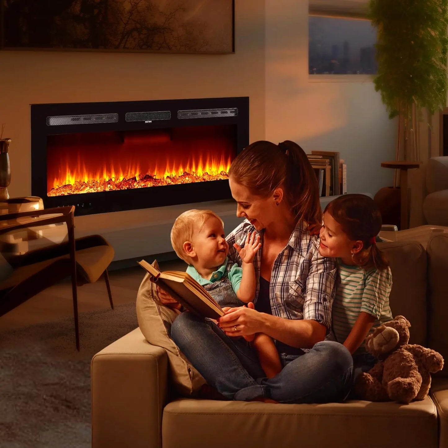 HiMISSH Wall Mounted Electric Fireplace With Remote And Touch Screen