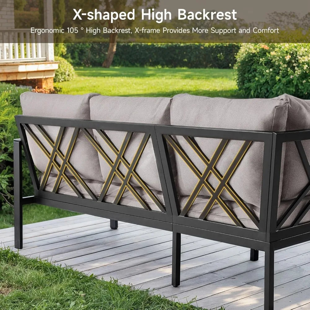Angduo Patio Set Metal Sectional Sofa Coffee Table Outdoor