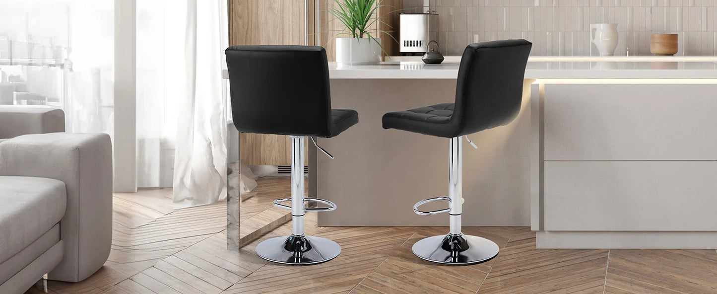 JHK PU Leather Bar Stools With Metal Frame Upholstered Backrest