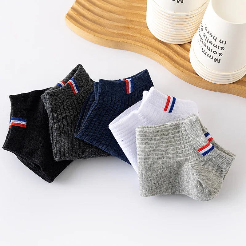 NONECN 5 Pairs Breathable Sweat Absorbing Mens Boat Socks