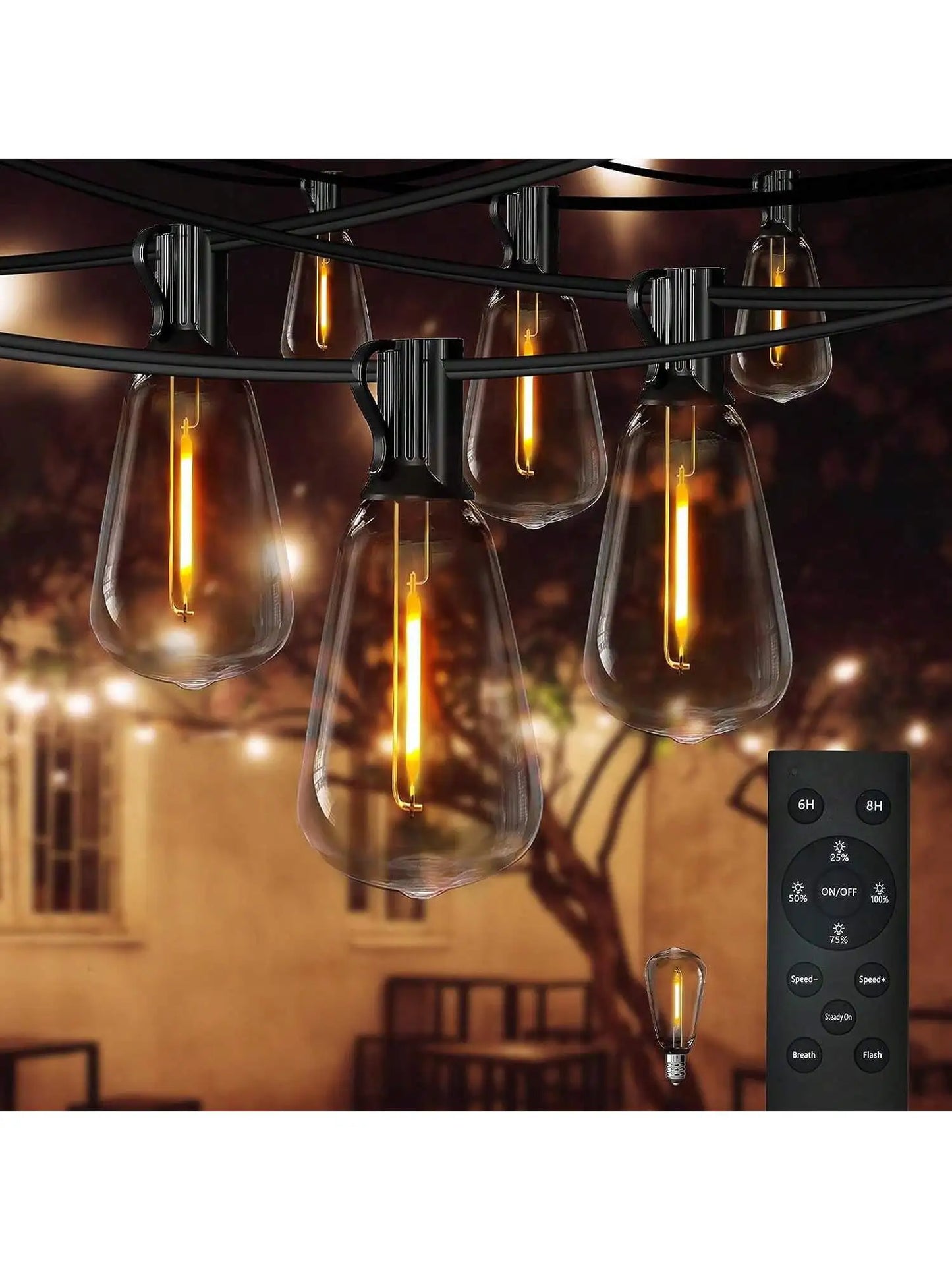 TJOY Dimmable Outdoor LED String Lights With Remote